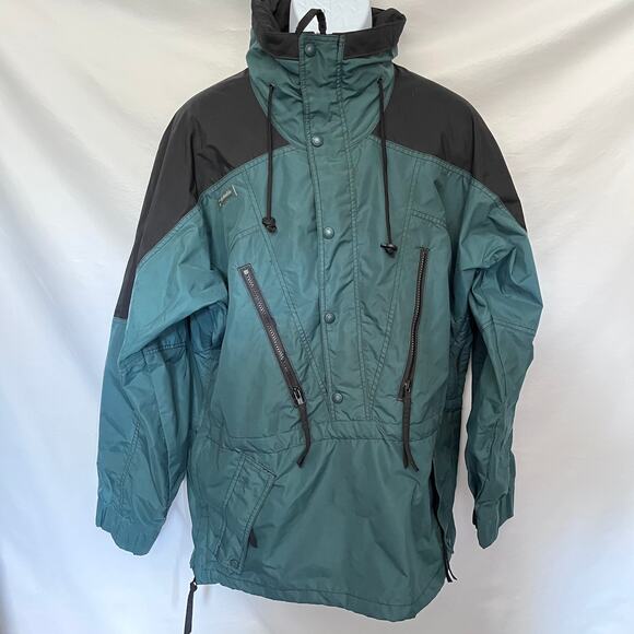 Columbia Anorak Pullover Men's Coat Size M Green Pullover 3/4 Zip Vintage 90s - Picture 2 of 14